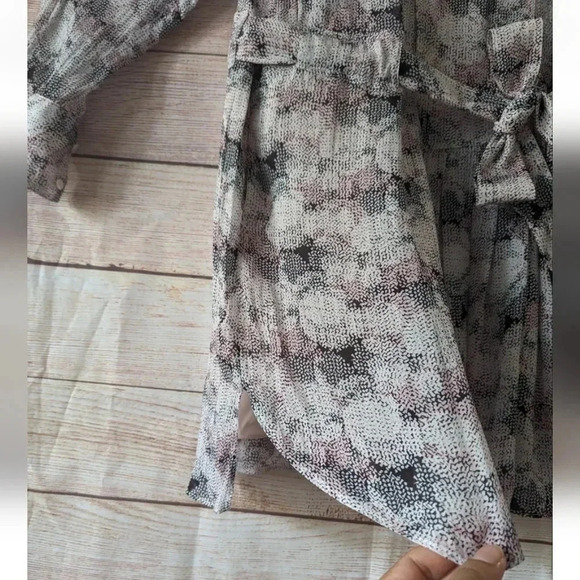 REISS Women's Size 4 (UK-8)  Alice Circle Printed Shirt Dress Pleated Pink Gray - Picture 6 of 11